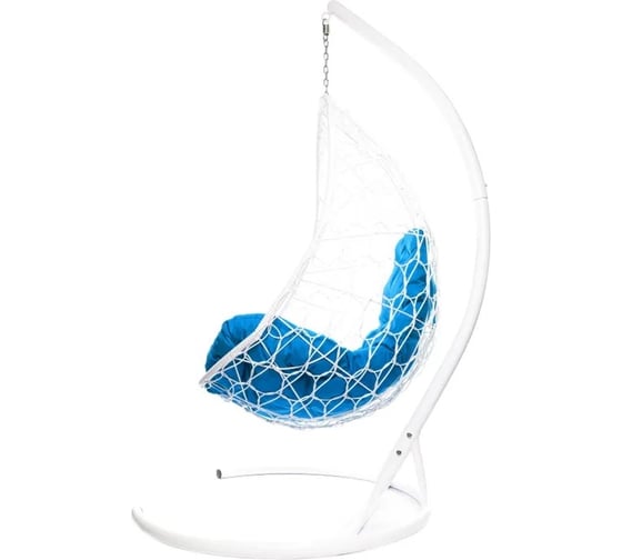 Изображение товара Подвесное кресло M-GROUP ОВАЛ с ротангом белое, синяя подушка 11140110