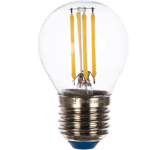 Изображение товара Светодиодная лампа Uniel LED-G45-6W/NW/E27/CL GLA01TR . Форма шар, прозрачная. UL-00002208