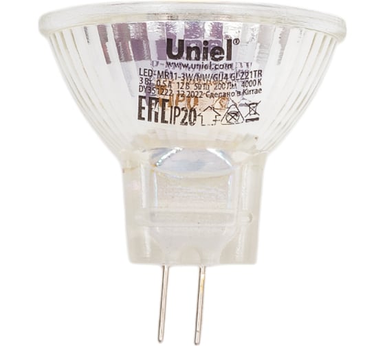 Изображение товара Светодиодная лампа Uniel LED-MR11-3W/NW/GU4 GLZ21TR, 12V. Прозрачная. UL-00001701