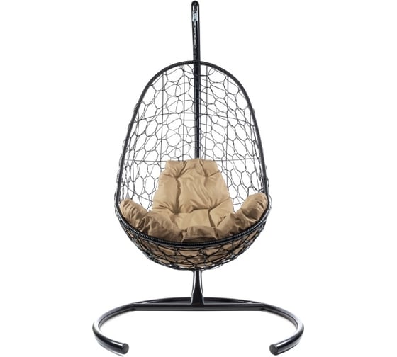 Изображение товара Подвесное кресло M-GROUP ОВАЛ с ротангом чёрное, бежевая подушка 11140401