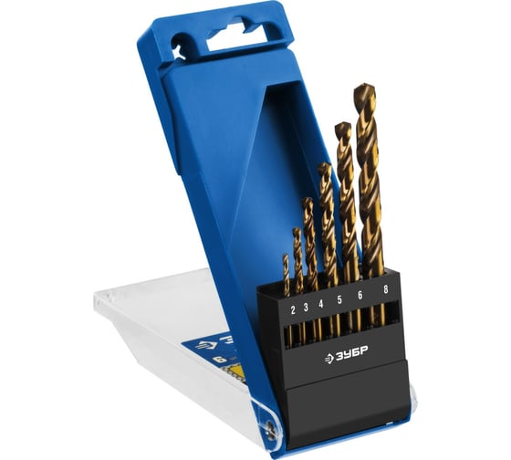 Изображение товара Набор сверл по металлу ЗУБР Кобальт 6 шт, 2-8 мм, сталь Р6М5К5 29626-H6
