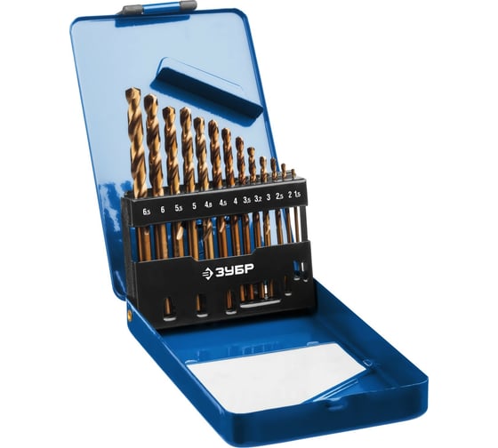 Изображение товара Набор сверл по металлу ЗУБР Кобальт 13 шт, 1.5-6.5 мм, сталь Р6М5К5 29626-H13