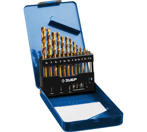 Изображение товара Набор сверл по металлу ЗУБР Титан сталь Р6М5, 1.5-6.5 мм, 13 шт 29615-H13_z01