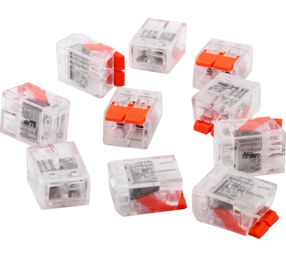 Изображение товара Строительно-монтажная клемма Volsten V02-9w-221-412 (СМК, 2 провода до 4 мм, 32А, 450 В, 10 шт. оранж.) 15234