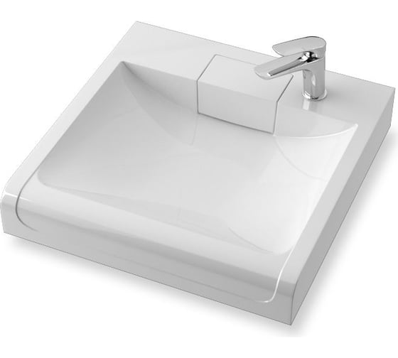 Изображение товара Раковина AQUADREAM Аврора V56D1 белая, в комплекте с кронштейнами и сифоном VKA056D001