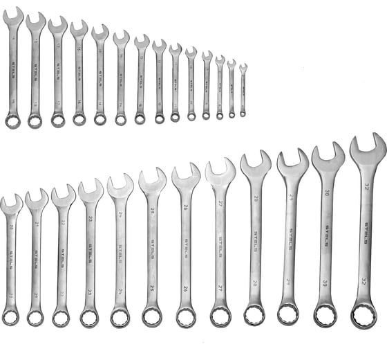 Изображение товара Набор комбинированных ключей 11841 мм 26 шт CrV, матовый хром STELS 15431