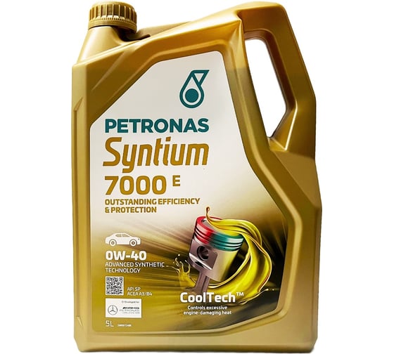 Изображение товара Моторное масло Petronas SYNTIUM 7000E синт. 0W40, 5л/4, API SP, ACEA A3/-B4, MB-Approval 229.5, одобрение MB-AMG, BMW LL-01, Porsche A40, Renault RN0700/RN0710, VW 502.0-505.0 70722M12EU