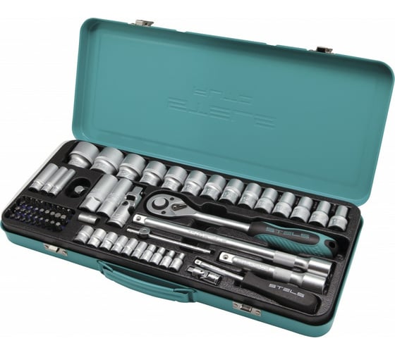 Изображение товара Набор торцевых головок с трещоткой, 1/2" и 1/4", 69 предм STELS 13576