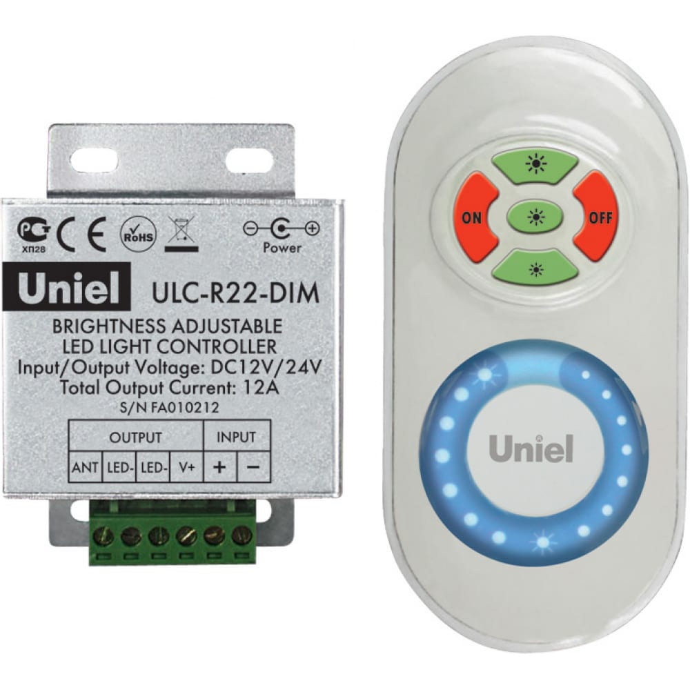 Контроллер для управления яркостью светодиодных источников света Uniel приемник контроллер rx rgb для светодиодных лент rgb rx rgb