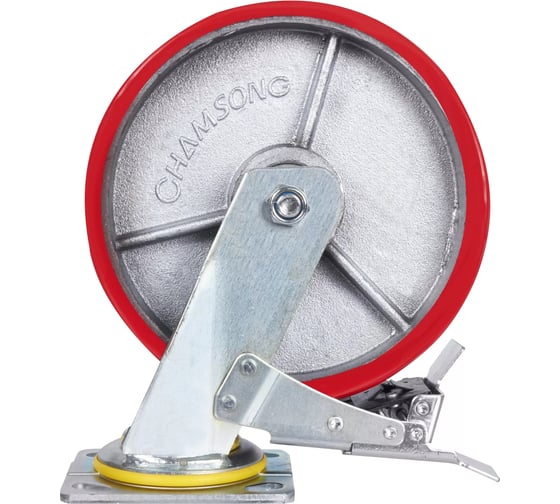 Изображение товара Большегрузное колесо с полиуретановой шинкой С-4102-DUS поворотное, с тормозом, г/п 1500 кг EURO-LIFT 00021782