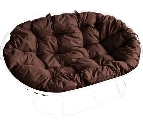 Изображение товара Диван M-GROUP МАМАСАН без ротанга белое, коричневая подушка 12100105