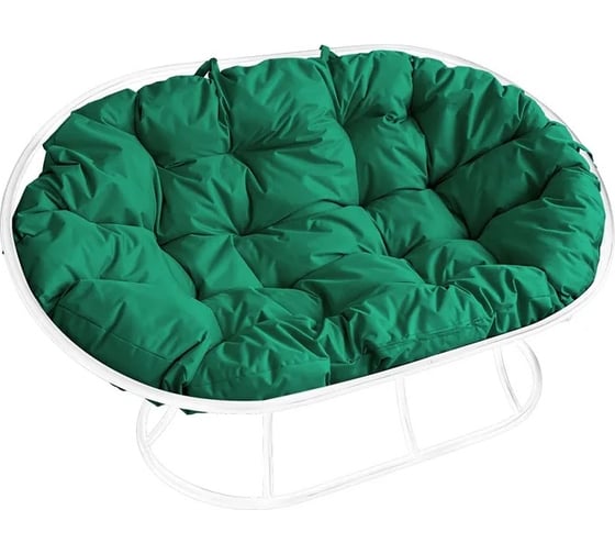 Изображение товара Диван M-GROUP МАМАСАН без ротанга белое, зелёная подушка 12100104