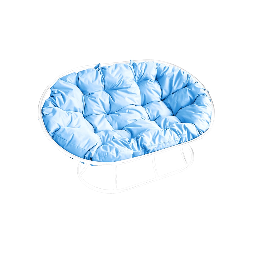 Изображение товара Диван M-GROUP МАМАСАН без ротанга белый с голубой подушкой