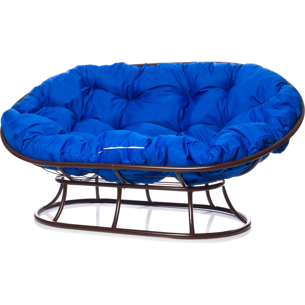 Изображение товара Диван M-GROUP МАМАСАН без ротанга коричневый с синей подушкой