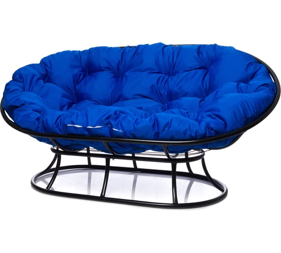 Изображение товара Диван M-GROUP МАМАСАН без ротанга чёрное, синяя подушка 12100410