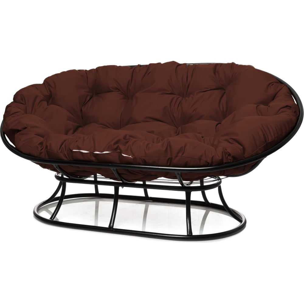 Диван M-GROUP МАМАСАН без ротанга чёрное, коричневая подушка 12100405