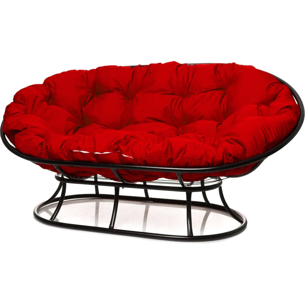 Изображение товара Диван M-GROUP МАМАСАН без ротанга черный с красной подушкой