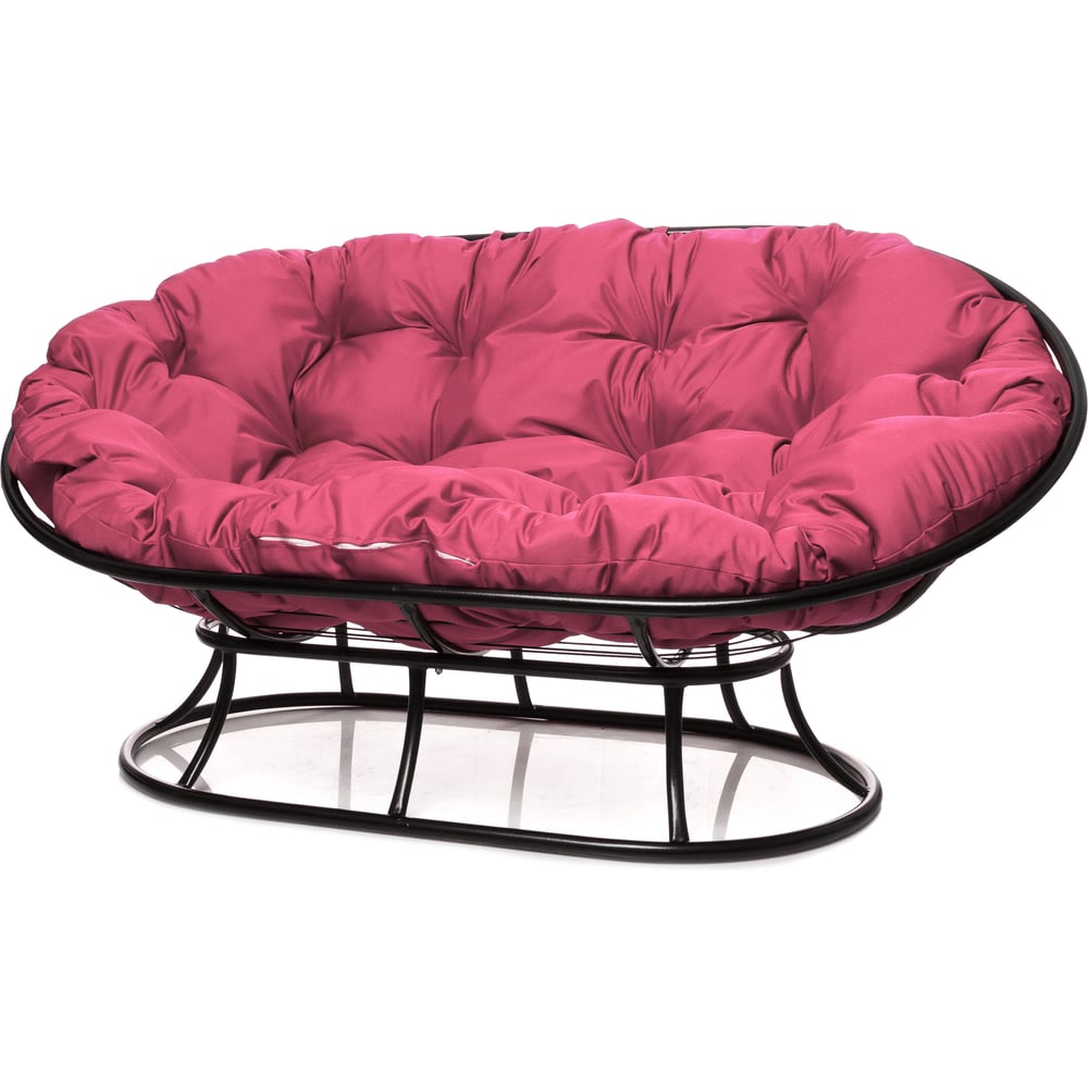 Диван M-GROUP МАМАСАН без ротанга чёрное, розовая подушка 12100408