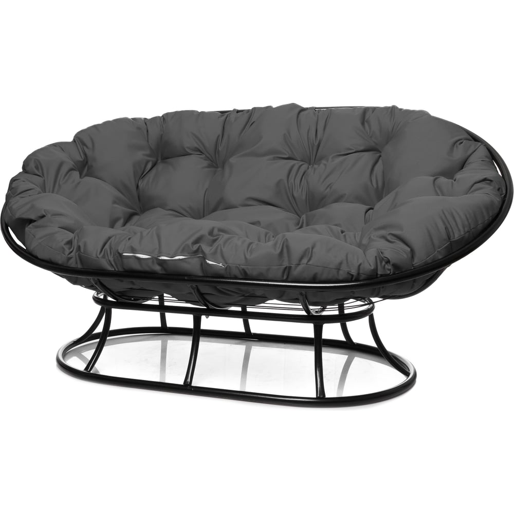 Диван M-GROUP МАМАСАН без ротанга чёрное, серая подушка 12100409