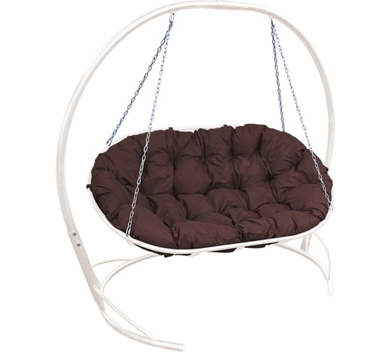 Изображение товара Диван M-GROUP МАМАСАН подвесной белое, коричневая подушка 12120105