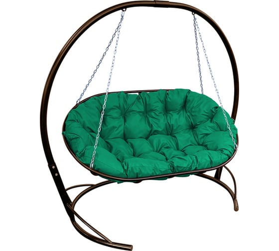 Изображение товара Диван M-GROUP МАМАСАН подвесной коричневое, зелёная подушка 12120204