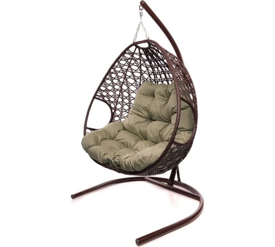Изображение товара Подвесное кресло M-GROUP ДЛЯ ДВОИХ ЛЮКС с ротангом коричневое, бежевая подушка 11510201