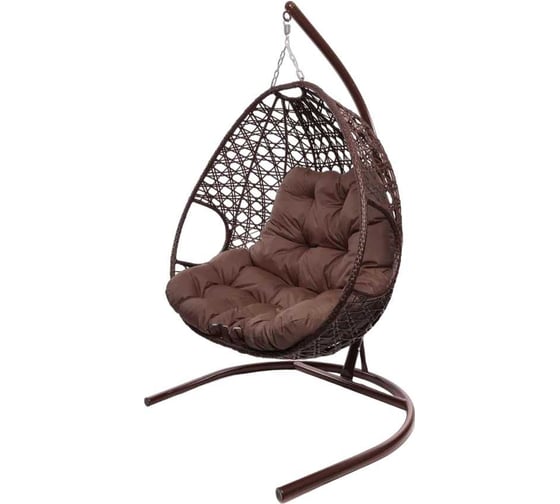 Изображение товара Подвесное кресло M-GROUP ДЛЯ ДВОИХ ЛЮКС с ротангом коричневое, коричневая подушка 11510205