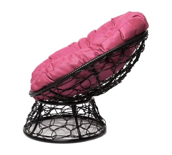 Изображение товара Кресло M-GROUP ПОНЧИК Детское с ротангом чёрное, розовая подушка 12320408