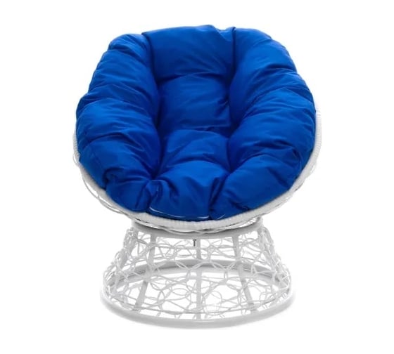 Изображение товара Кресло M-GROUP ПОНЧИК Детское с ротангом белое, синяя подушка 12320110