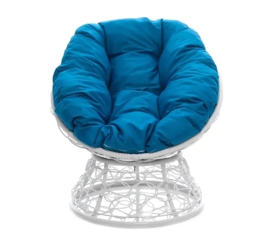 Изображение товара Кресло M-GROUP ПОНЧИК Детское с ротангом белое, голубая подушка 12320103