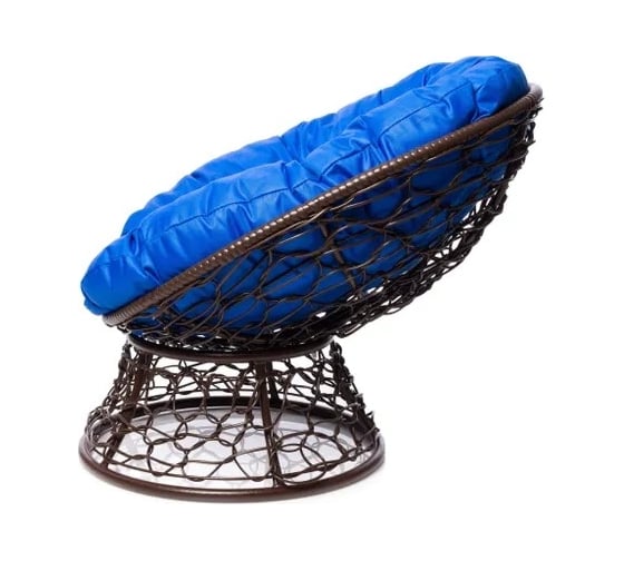 Изображение товара Кресло M-GROUP ПОНЧИК Детское с ротангом коричневое, синяя подушка 12320210