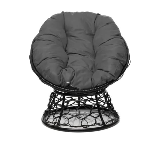 Изображение товара Кресло M-GROUP ПОНЧИК Детское с ротангом чёрное, серая подушка 12320409