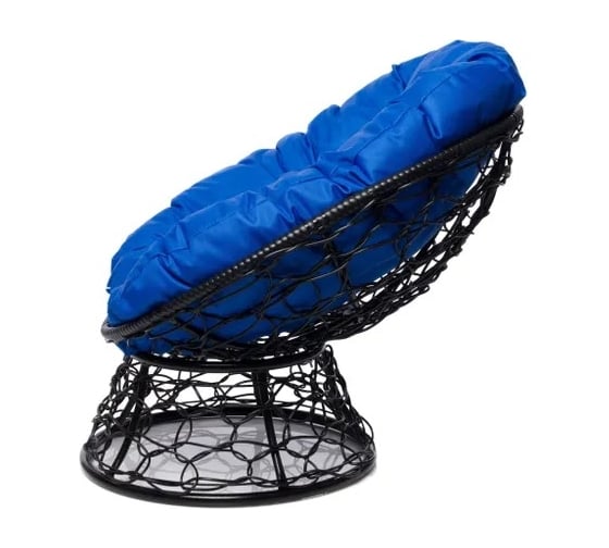 Изображение товара Кресло M-GROUP ПОНЧИК Детское с ротангом чёрное, синяя подушка 12320410