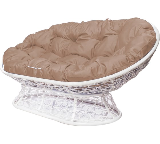 Изображение товара Диван M-GROUP МАМАСАН с ротангом белое, бежевая подушка 12110101