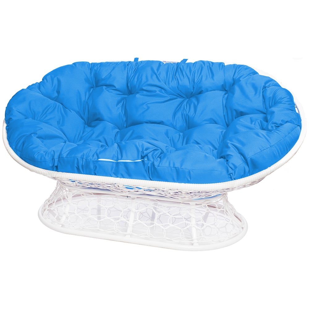 Изображение товара Диван M-GROUP МАМАСАН с ротангом и голубой подушкой