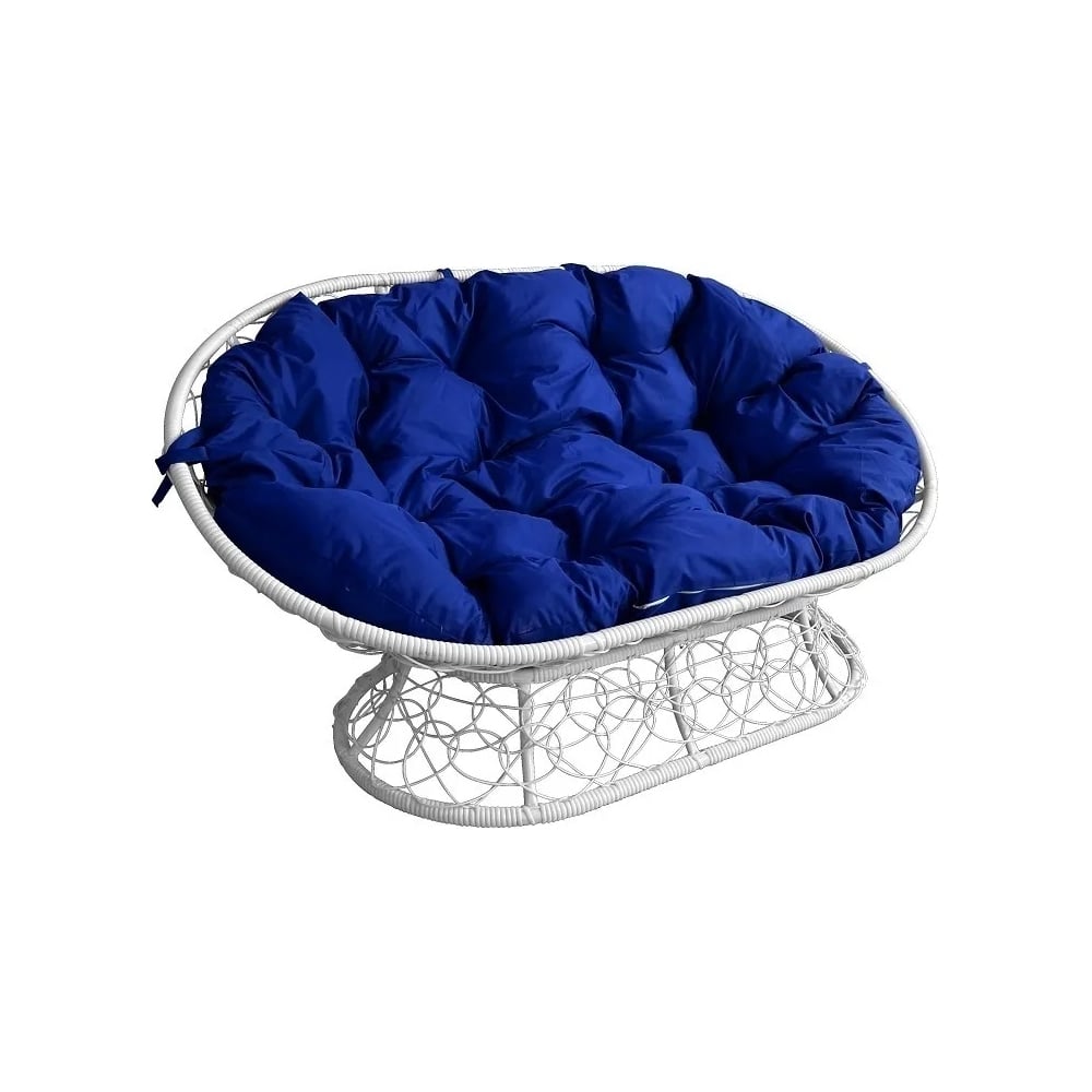 Изображение товара Диван M-GROUP МАМАСАН с ротангом и синей подушкой стильная уличная мебель