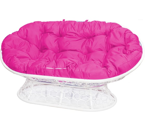 Изображение товара Диван M-GROUP МАМАСАН с ротангом белое, розовая подушка 12110108