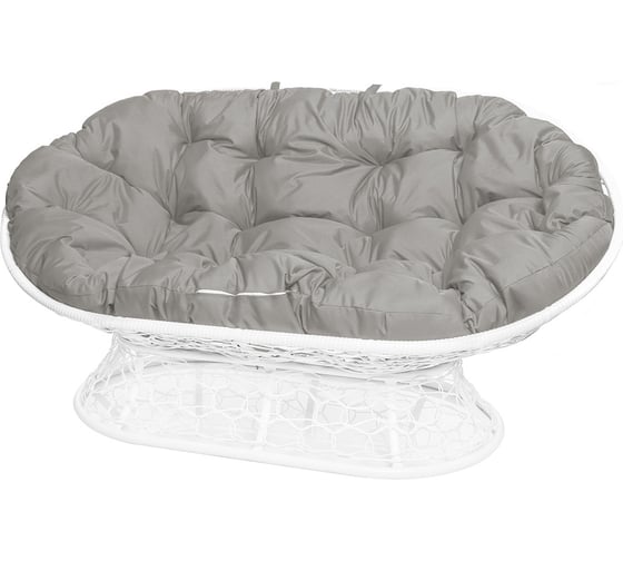 Изображение товара Диван M-GROUP МАМАСАН с ротангом белое, серая подушка 12110109