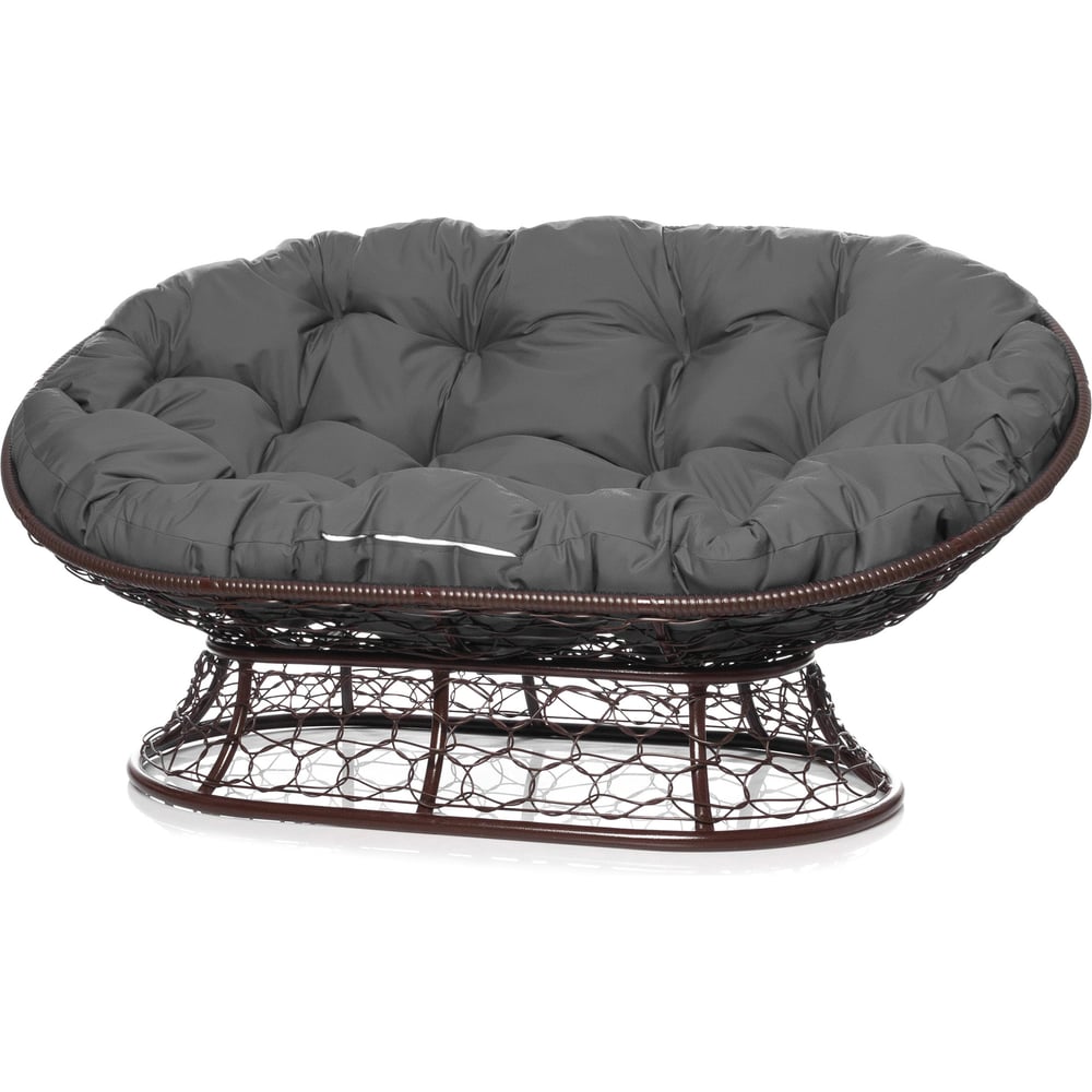 Изображение товара Диван M-GROUP МАМАСАН с ротангом коричневый серой подушкой уличный стильный и устойчивый