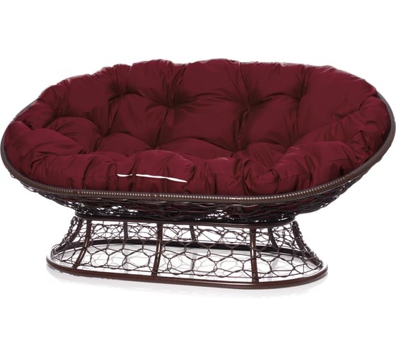 Изображение товара Диван M-GROUP МАМАСАН с ротангом коричневое, бордовая подушка 12110202