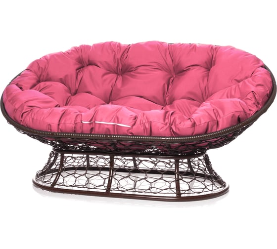 Изображение товара Диван M-GROUP МАМАСАН с ротангом коричневое, розовая подушка 12110208