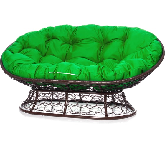 Изображение товара Диван M-GROUP МАМАСАН с ротангом коричневое, зелёная подушка 12110204