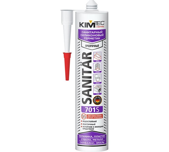 Изображение товара Силиконовый санитарный герметик KIM TEC бесцв. 701S 280мл 02-01-52
