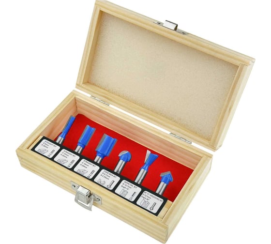 Изображение товара Набор фрез по дереву пазовые, 6 мм, 6 шт vertextools 05-05-6-6