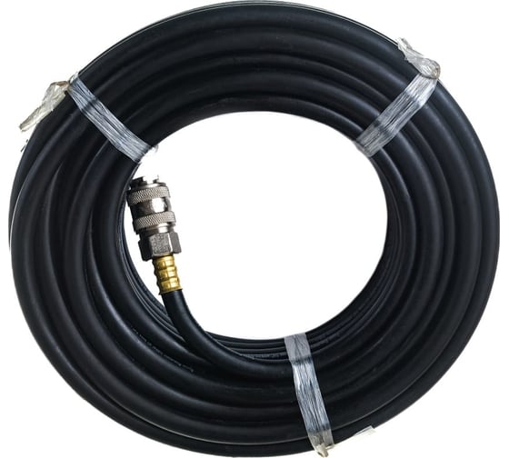 Изображение товара Шланг резиновый пневматический с быстросъемными соединениями Профи 20 м, 10х17 мм, черный Pegas pneumatic 4934