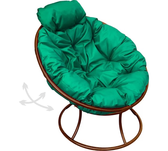 Изображение товара Кресло M-GROUP ПАПАСАН пружинка мини без ротанга коричневое, зелёная подушка 12080204
