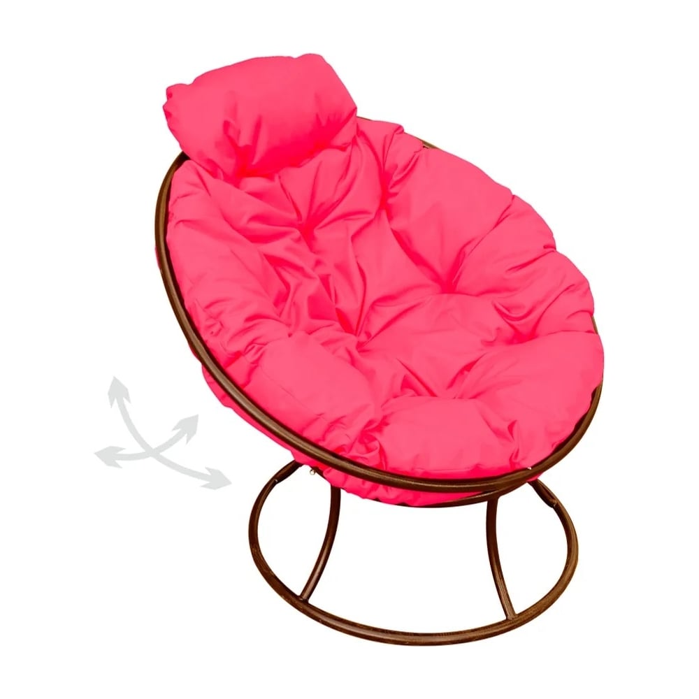 Изображение товара Кресло M-GROUP ПАПАСАН пружинка мини коричневое с розовой подушкой