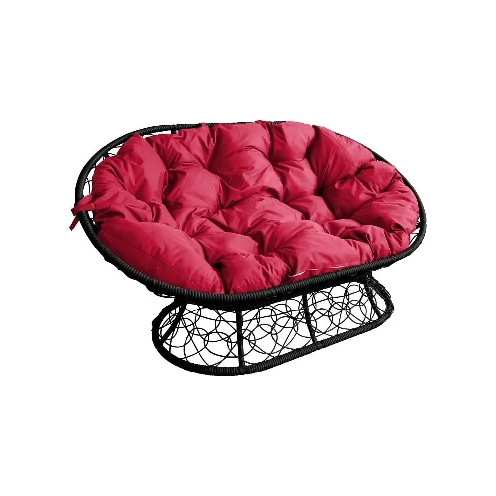 Изображение товара Диван уличный M-GROUP МАМАСАН с ротангом и подушкой, черный, красная подушка