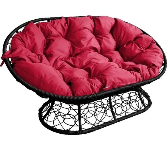 Изображение товара Диван M-GROUP МАМАСАН с ротангом чёрное, красная подушка 12110406