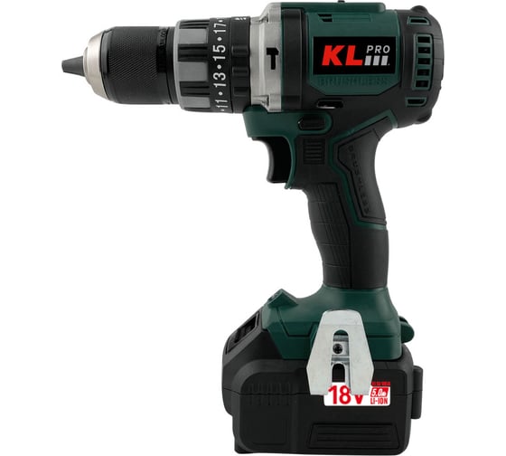 Изображение товара Ударная бесщеточная дрель-шуруповерт KLPRO 18 В/5.0 Ач, 70 Нм 11988 KLDM18BH-50
